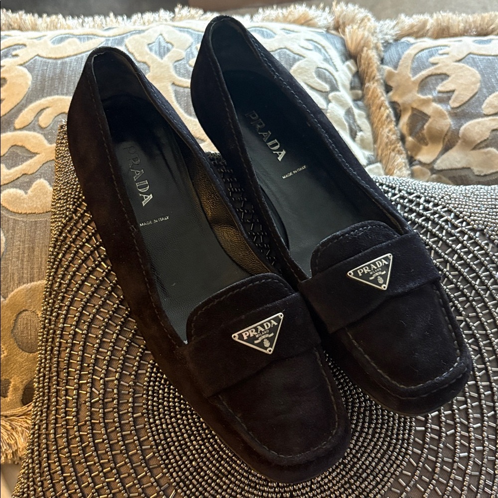 PRADA Women's Black Suede Loafers